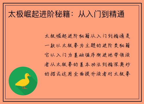 太极崛起进阶秘籍：从入门到精通