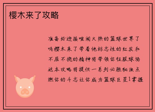樱木来了攻略